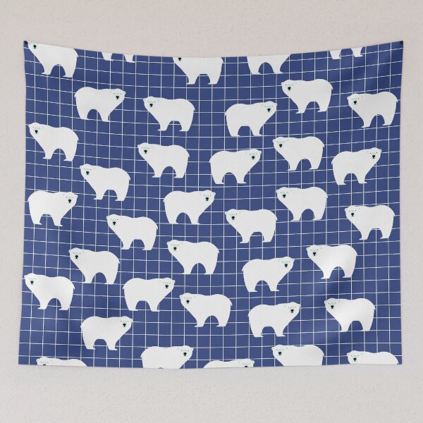 Item preview, White Polar Bear Pattern on Blue Background designed and sold by kapotka.