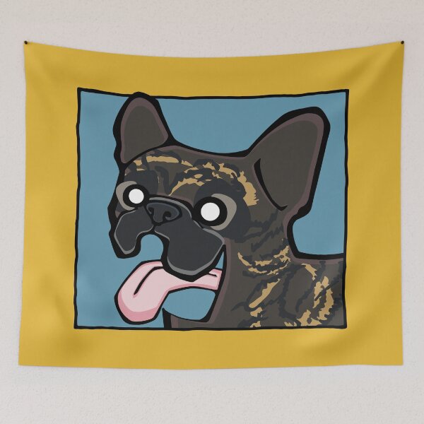 Item preview, French Bulldog - Dark Brindle (Face) YELLOW BG designed and sold by TheChicken.