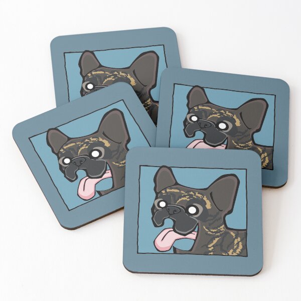 Item preview, French Bulldog - Dark Brindle (Face) BLUE BG designed and sold by TheChicken.