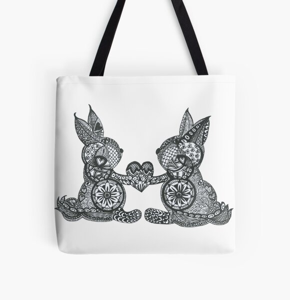 Doodle Art Some Bunny to Love All Over Print Tote Bag