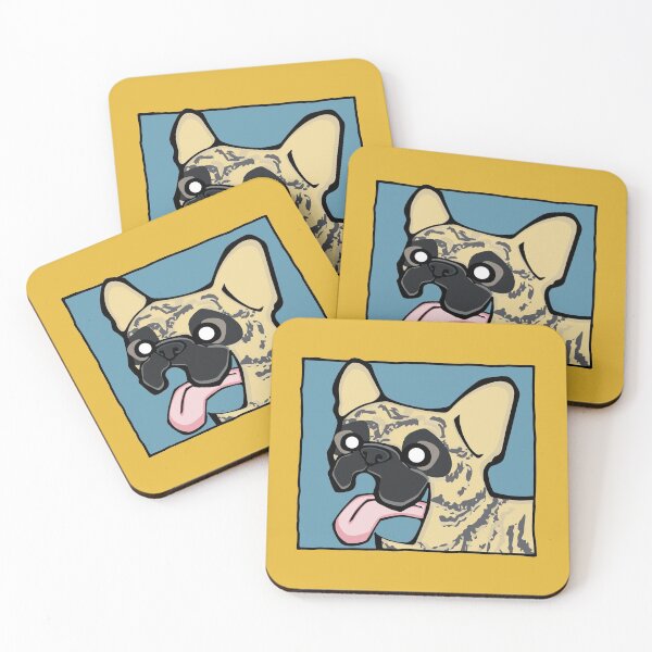 Item preview, French Bulldog - Light Brindle (Face) YELLOW BG designed and sold by TheChicken.