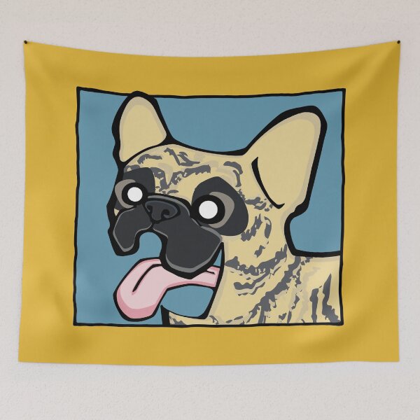 Item preview, French Bulldog - Light Brindle (Face) YELLOW BG designed and sold by TheChicken.