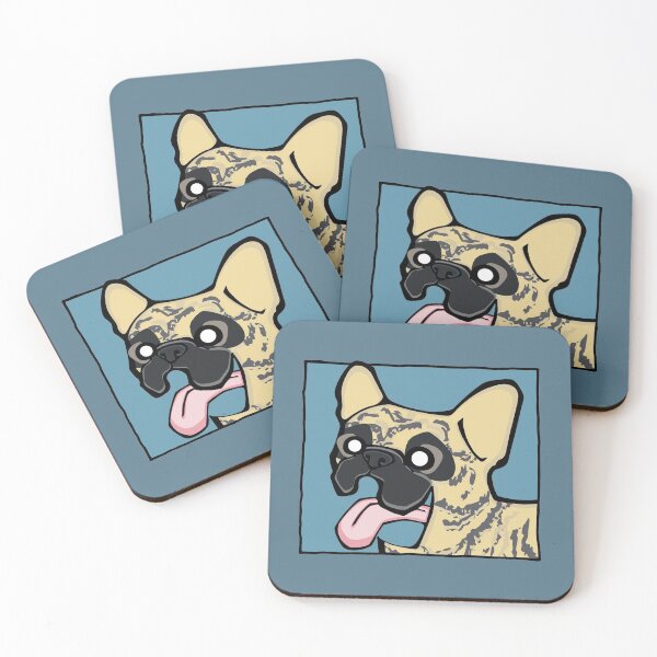 Item preview, French Bulldog - Light Brindle (Face) BLUE BG designed and sold by TheChicken.