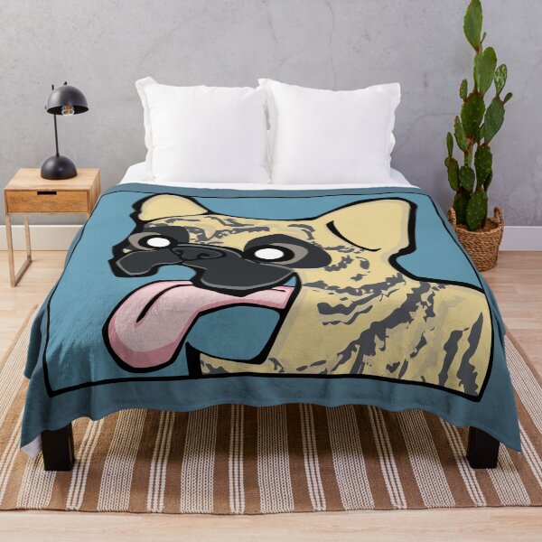 Item preview, French Bulldog - Light Brindle (Face) BLUE BG designed and sold by TheChicken.