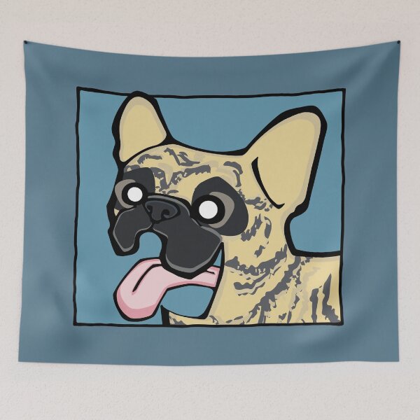 Item preview, French Bulldog - Light Brindle (Face) BLUE BG designed and sold by TheChicken.