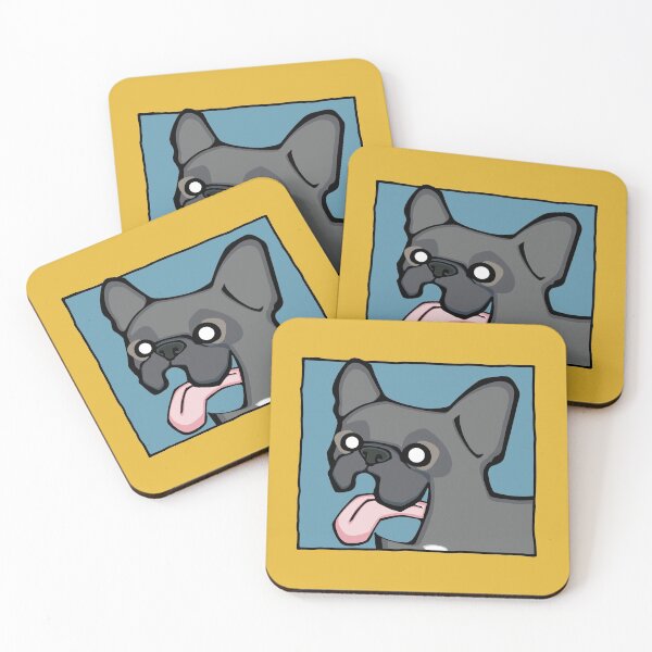 Item preview, French Bulldog - Blue (Face) YELLOW BG designed and sold by TheChicken.