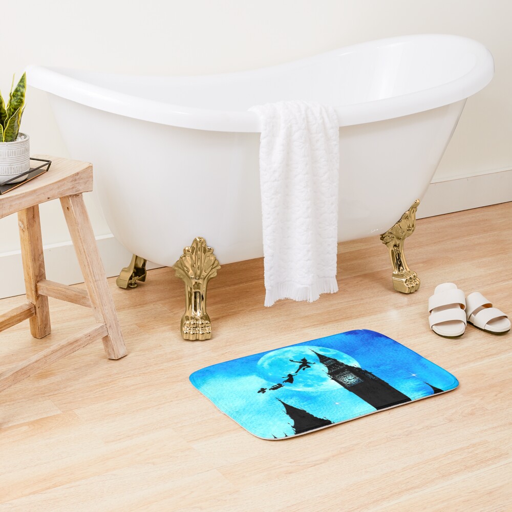 Magical Watercolor Night - Peter Pan Bath Mat