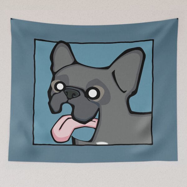 Item preview, French Bulldog - Blue (Face) BLUE BG designed and sold by TheChicken.