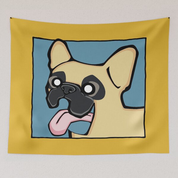 Item preview, French Bulldog - Fawn (Face) YELLOW BG designed and sold by TheChicken.