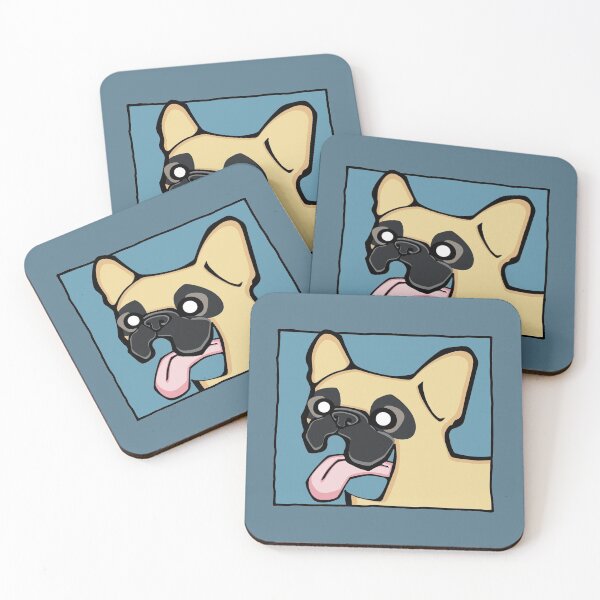 Item preview, French Bulldog - Fawn (Face) BLUE BG designed and sold by TheChicken.