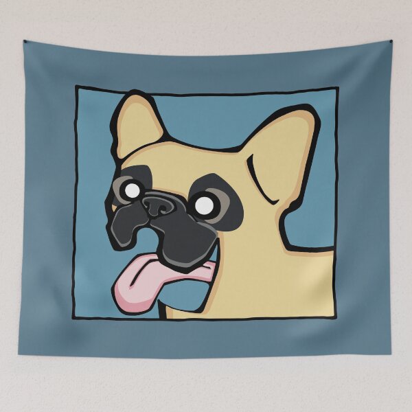 Item preview, French Bulldog - Fawn (Face) BLUE BG designed and sold by TheChicken.