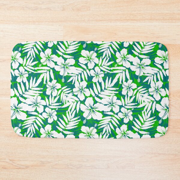 Item preview, Tropical flowers green and white pattern designed and sold by 1enchik.