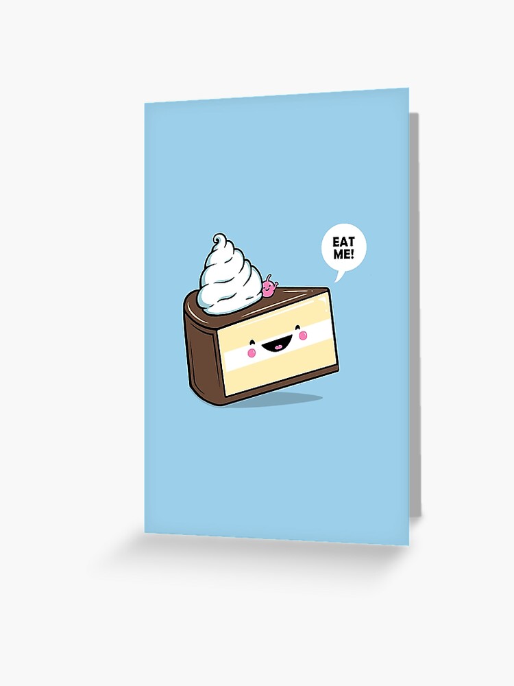 Carte De Vœux Eat Me Gateau Kawaii Alice Au Pays Des Merveilles Par Bootsboots Redbubble