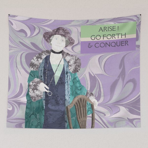 Item preview, Emmeline Pankhurst :Portrait in Marbled Paper designed and sold by MarbleCloud.