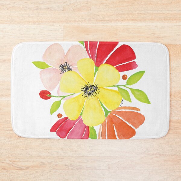 Item preview, Yellow and red watercolor florals designed and sold by kslittleworld.