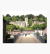 Walking across the bridge at Iron Bridge Photographic Print