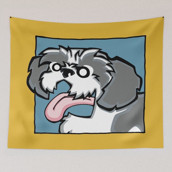Item preview, Shih Tzu - Grey and White (Face) YELLOW BG designed and sold by TheChicken.