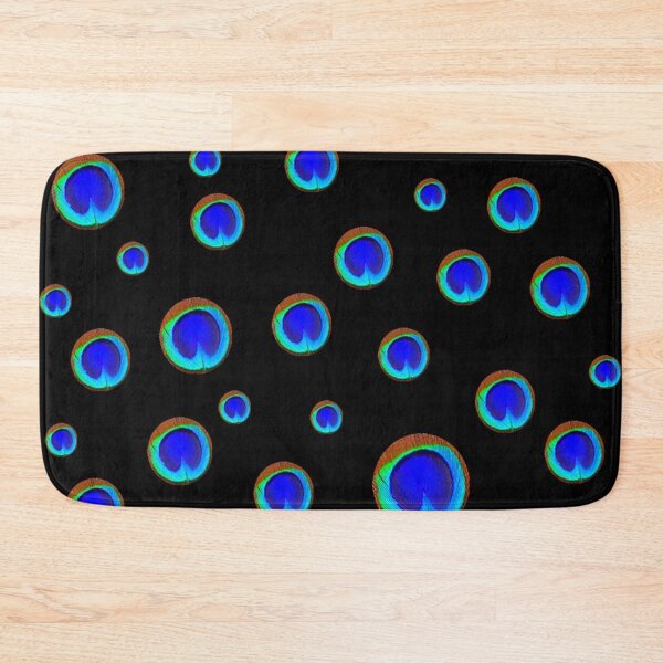 Item preview, BLUE PEACOCK FEATHER EYE PATTERNS BLACK ART designed and sold by sharlesart.