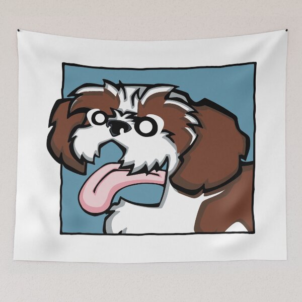 Item preview, Shih Tzu - Red and White (Face) WHITE BG designed and sold by TheChicken.