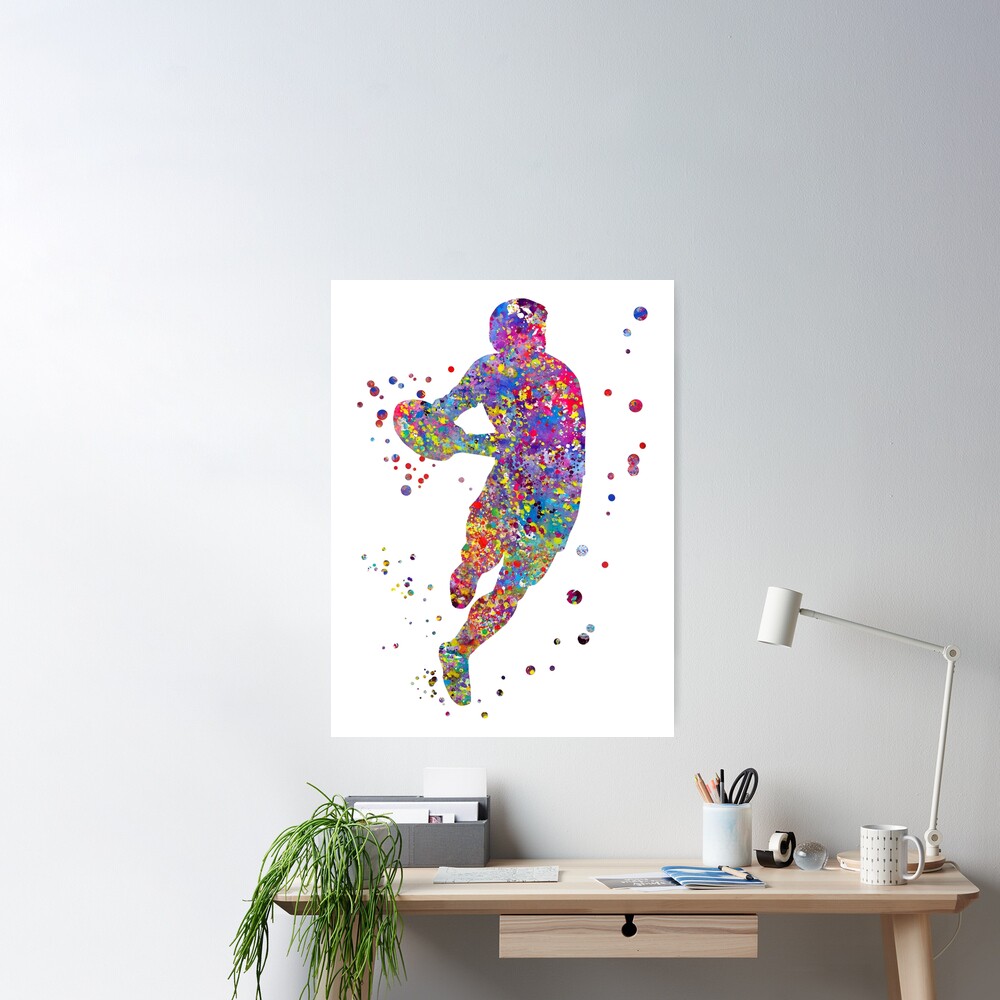 Rugby Player Set of 2 Prints, Teen Wall Art, Rugby Poster, Gift