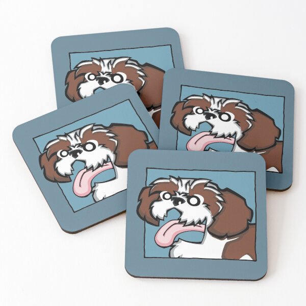 Item preview, Shih Tzu - Red and White (Face) BLUE BG designed and sold by TheChicken.
