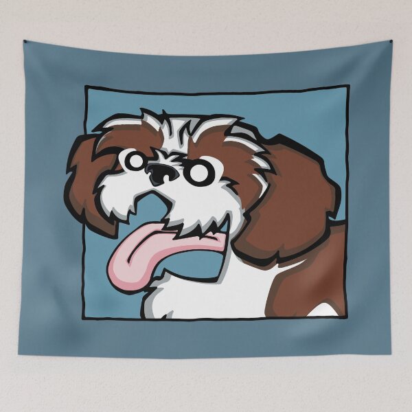 Item preview, Shih Tzu - Red and White (Face) BLUE BG designed and sold by TheChicken.