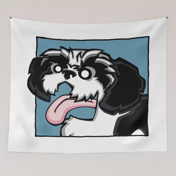 Item preview, Shih Tzu - Black and White (Face) WHITE BG designed and sold by TheChicken.