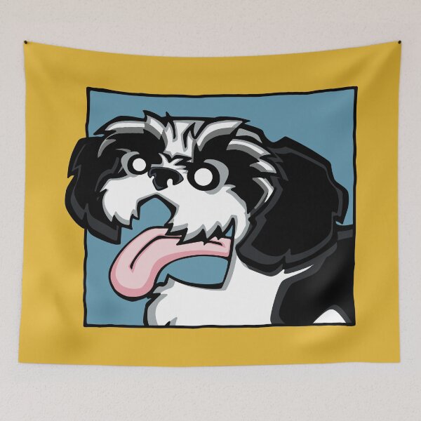 Item preview, Shih Tzu - Black and White (Face) YELLOW BG designed and sold by TheChicken.