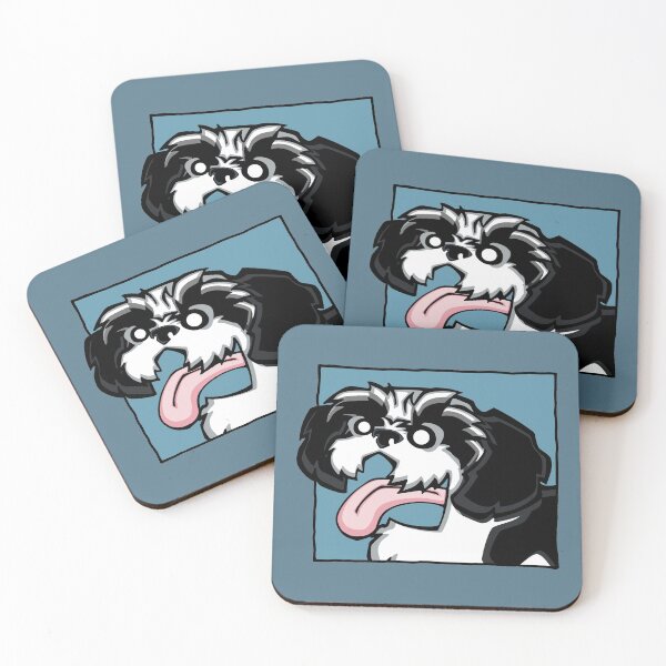 Item preview, Shih Tzu - Black and White (Face) BLUE BG designed and sold by TheChicken.