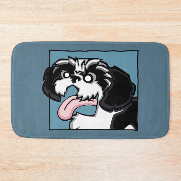 Item preview, Shih Tzu - Black and White (Face) BLUE BG designed and sold by TheChicken.
