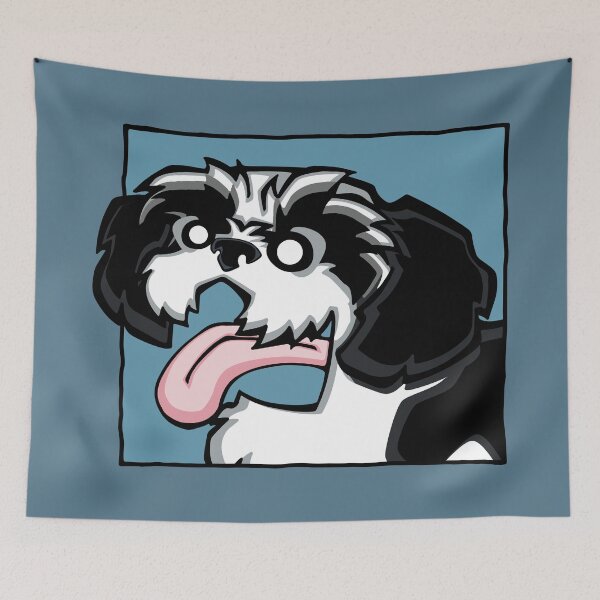 Item preview, Shih Tzu - Black and White (Face) BLUE BG designed and sold by TheChicken.
