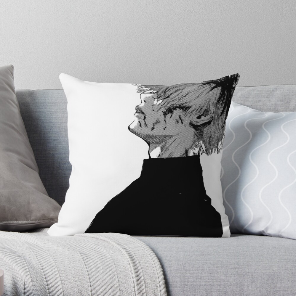 Depressed Ken Kaneki Throw Pillow By Gamerdoge Redbubble