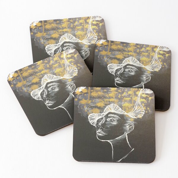 Item preview, Abstract gouache black and white portrait with gold designed and sold by Mohoyyt.