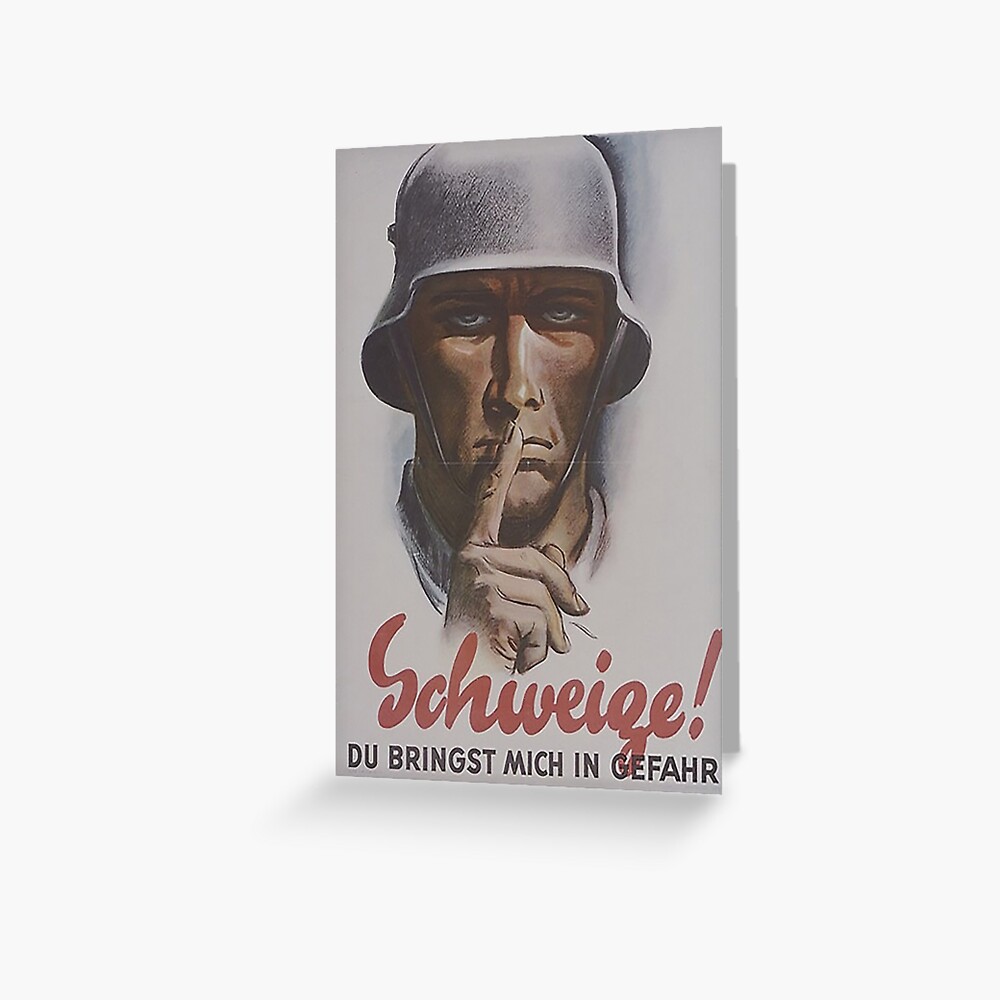 "WWII ..Keep Quiet..vintage German poster" Greeting Card for Sale by