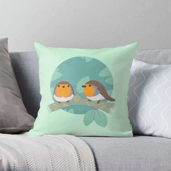 European Robins Throw Pillow