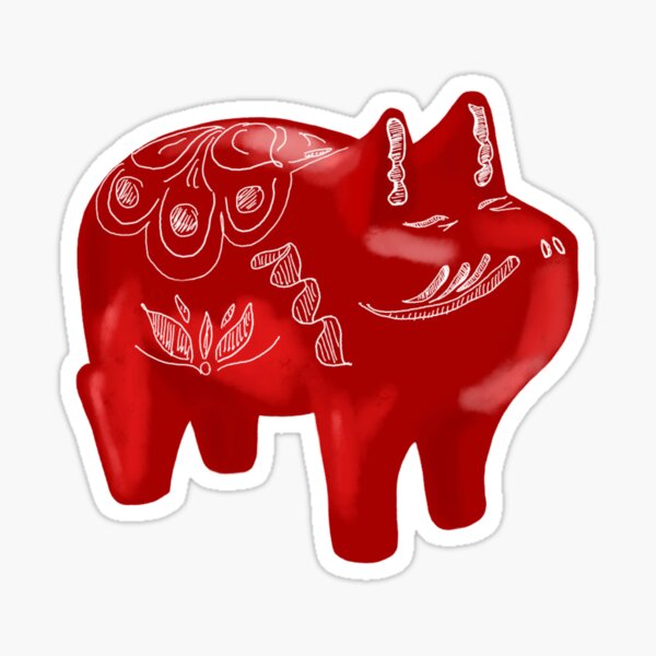 Red Dala Pig Sticker