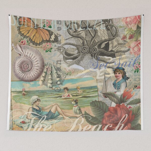 Item preview, Summer beach Vintage Sailing Ship Boy Steampunk Victorian designed and sold by antiqueart.