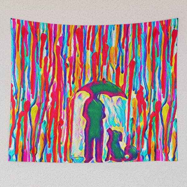 Item preview, Walking the dog in the colourful rain.  designed and sold by NatanDesigns.