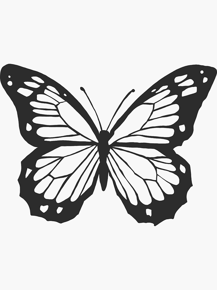 black monarch butterfly outline sticker by savannahgibson redbubble