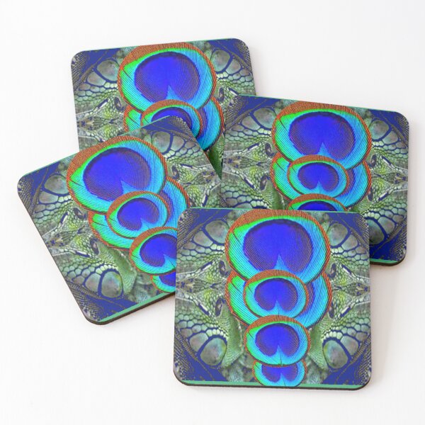 Item preview, BLUE PEACOCK FEATHER EYES & REPTILE SKIN PATTERNS designed and sold by sharlesart.