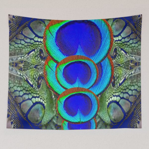 Item preview, BLUE PEACOCK FEATHER EYES & REPTILE SKIN PATTERNS designed and sold by sharlesart.