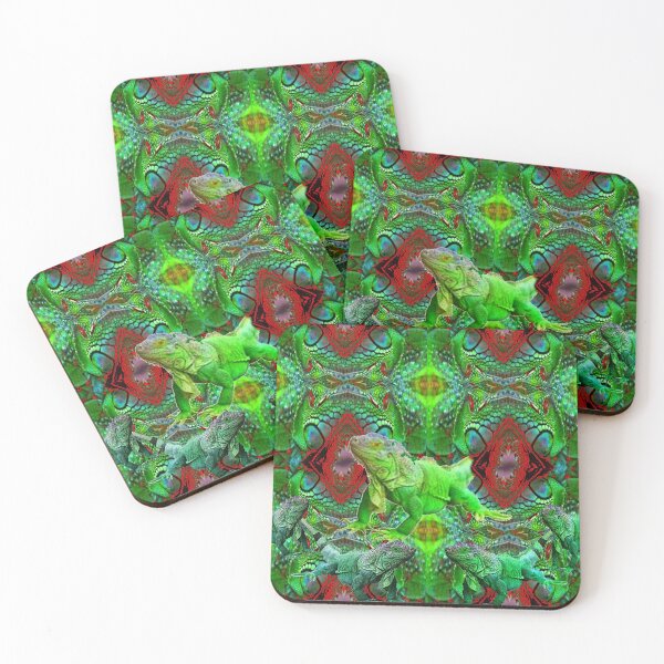 Item preview, GREEN IGUANAS CHINESE RED ART PATTERNS ABSTRACT designed and sold by sharlesart.