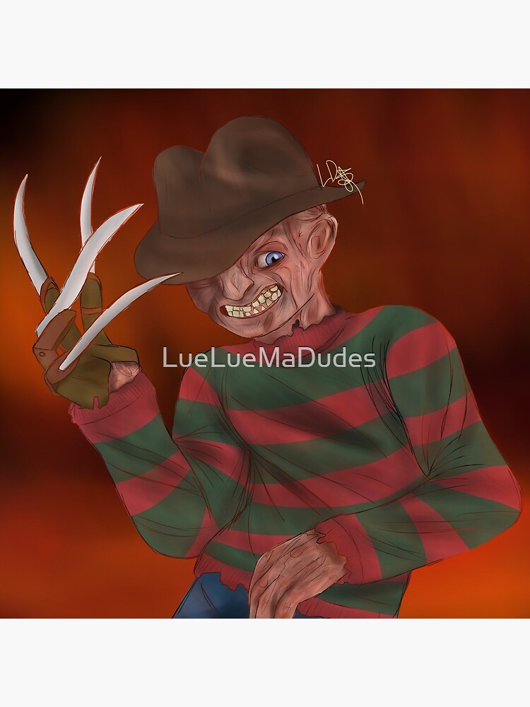 Freddy Krueger Original Piece Greeting Card By Lueluemadudes Redbubble - freddy krueger roblox id code