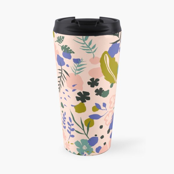 Pink and green flower Travel Mug