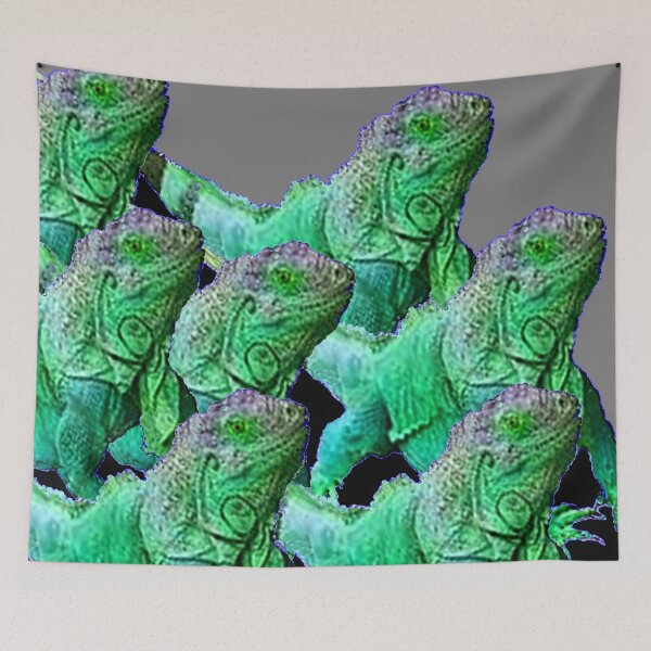 Item preview, HERD OF GREEN IGUANAS GREY ART PATTERNS designed and sold by sharlesart.