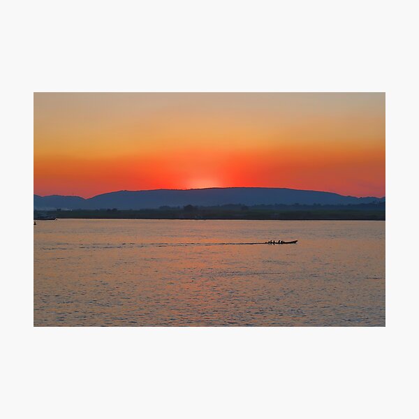 Sunset on the Irrawaddy River, Myanmar Photographic Print