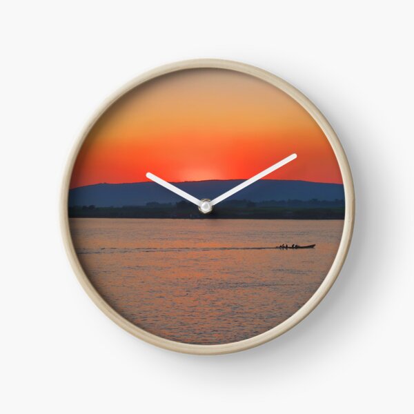 Sunset on the Irrawaddy River, Myanmar Clock