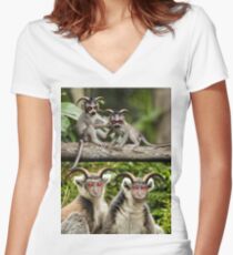 Primaten-Übel Shirt mit V-Ausschnitt