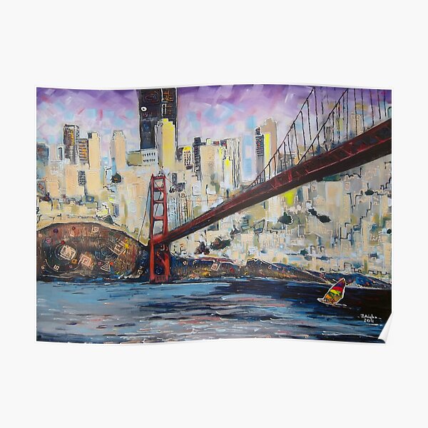 Golden City, Red Bridge, No Gate Poster
