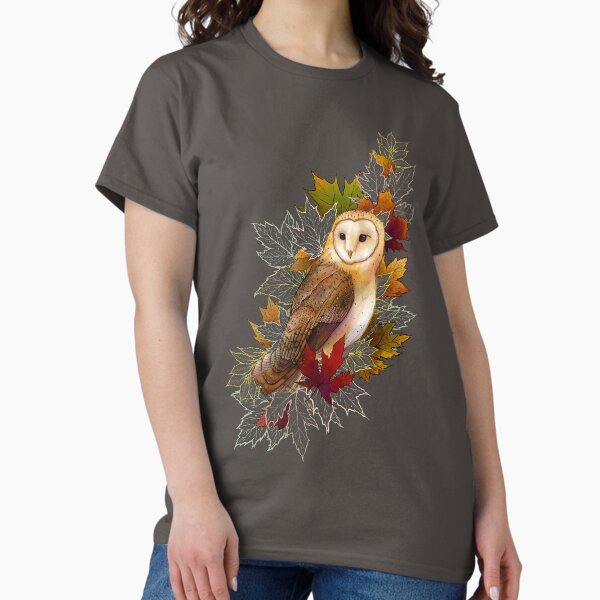 Vista previa del artículo con la obra «Otoño lechuza y hojas de arce», diseñado y vendido por TaylorRoseArt.
